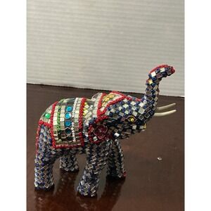Mosaic Elephant Bejeweled handmade,sequin mirror-decorated elephant figurine.